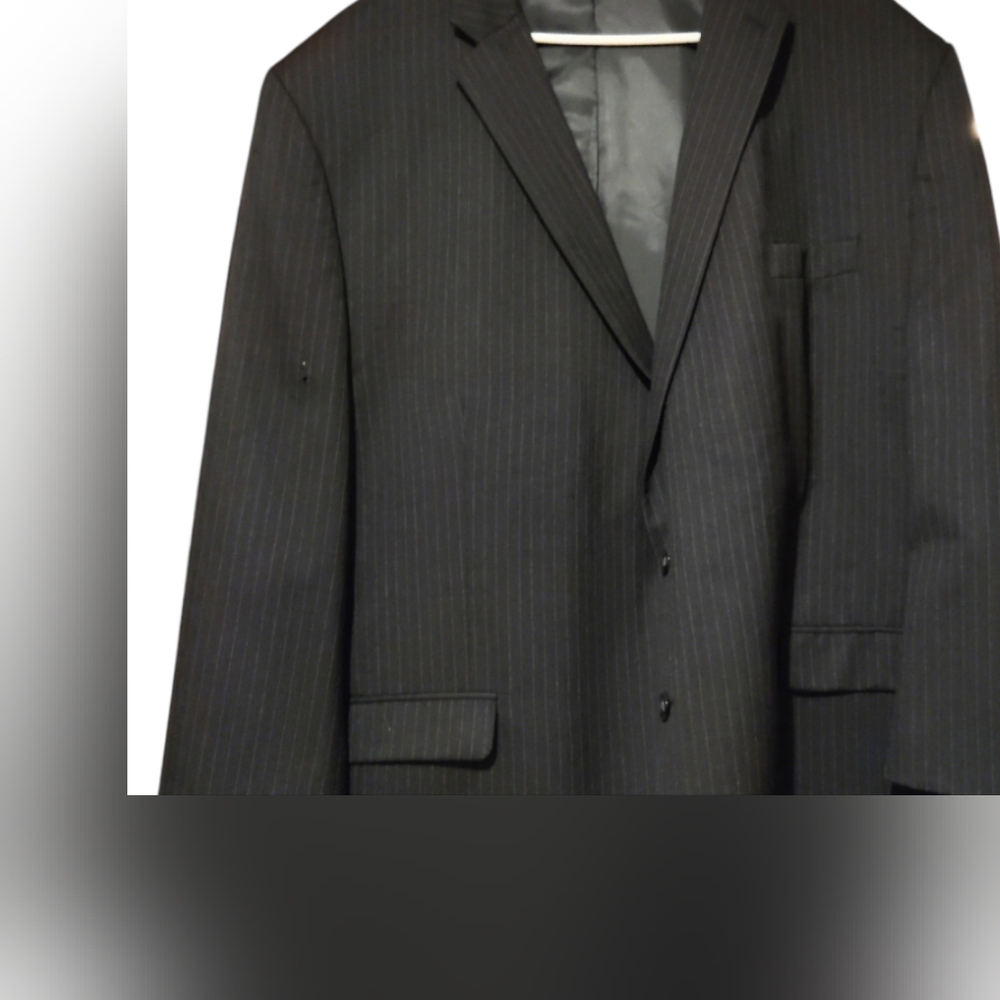 Lauren Ralph Lauren Suit Jacket Men's 58R Black Pinstripe 100% Wool Green Label - Picture 4 of 9